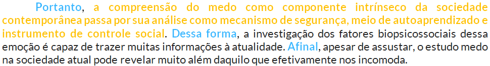 Conclusão do texto. Atenção aos termos destacados.