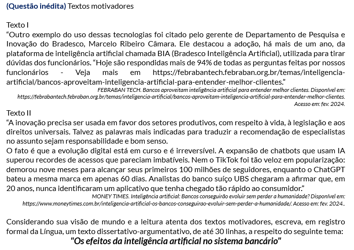 CAIXA 2024 | Questões motivadores do texto inédito que será trabalhado.