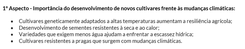 Argumentos para o 1º aspecto da redação EMBRAPA