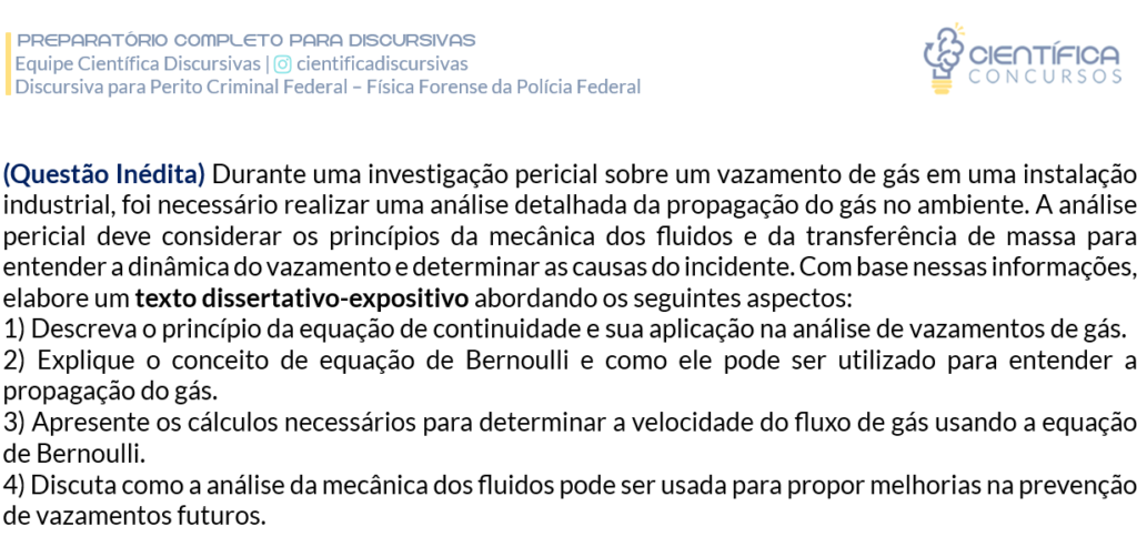Proposta de questão inédita de tópico quente para discursiva perito federal física 