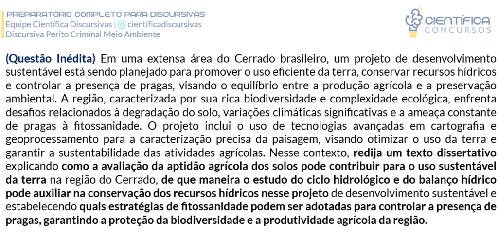 Questão inédita de tópico quente para discursiva perito meio ambiente da PF e Engenharia ambiental