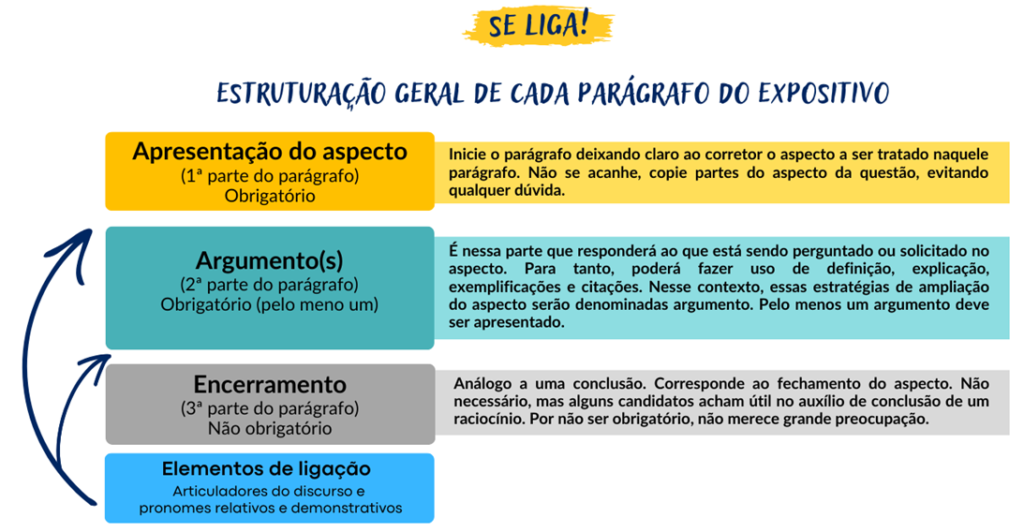 estrturação geral de cada parágrafo expositivo