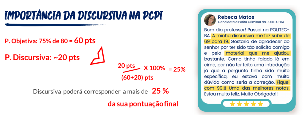 Importância da prova discursiva no concurso PC PI podendo corresponder a mais de 25% da pontuação final